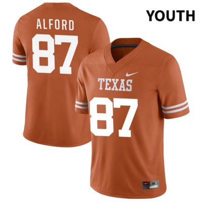 Texas Longhorns Youth #87 Parker Alford Authentic Orange NIL 2022 College Football Jersey IVI33P5C
